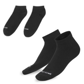 FOOTCOVR Premium Black Cotton Ankle Socks for Women & Men - 6 Pairs Ultra Soft Low Ankle Socks - Breathable & Lightweight Cotton Socks for Size Mens 6-12 - Unisex Non-Slip Low Ankle Socks