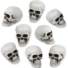 BOAO 8 Piezas Calaveras de Halloween de Aspecto Realista, Calaveras de Esqueleto Humano, Calavera para Halloween, Bar, decoración de Mesa del hogar, S