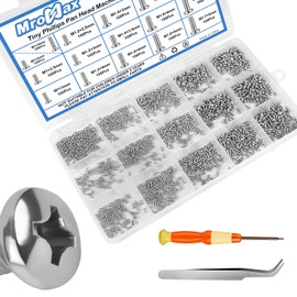 1600Pcs Tiny Phillips Pan Head Machine Screws Assortment Kit, Nickel-Plated Carbon Steel Screws, Metric Micro Screws for Eyeglasses, RC Models, Electronics and DIY Projects M1/M1.2/M1.4/M1.6/M1.7