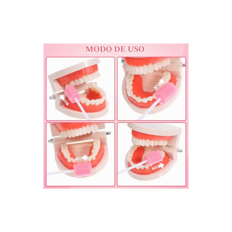 KALLORY 100 Hisopos Bucales con Esponja para Cuidado Oral, Bastoncillos