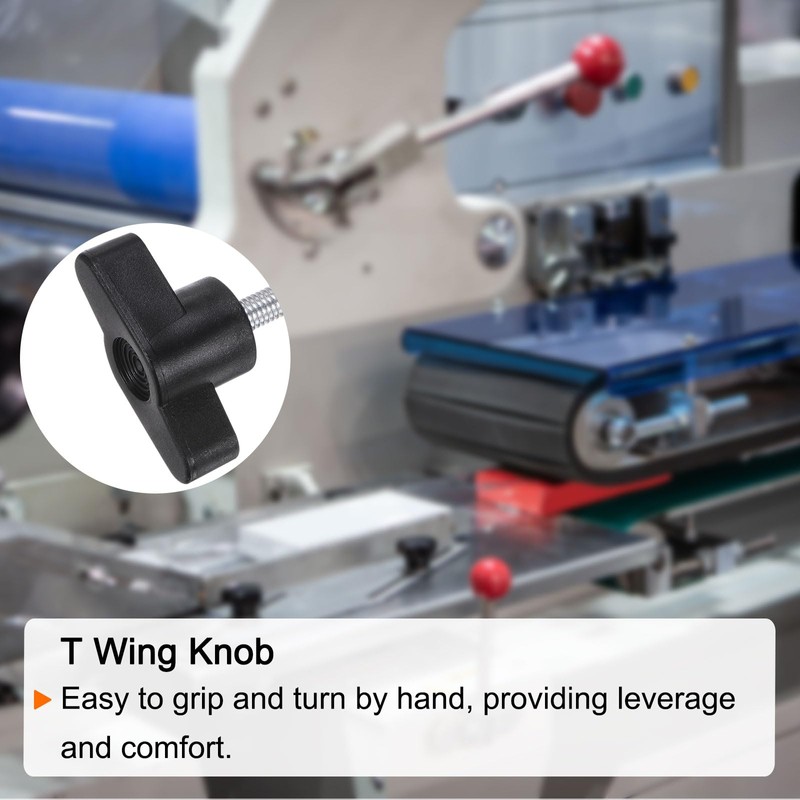 sourcing map 8pcs Tee Wing Knobs M5 x 30mm Metric
