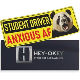 HEY-OKEY Student Driver Magnet for Car - Funny Animals Please Be Patient Reflective Magnetic Bumper Sticker - Removable Novice Rookie Safety Attention Sign - Weather-Resistant - 10 x 3.5 inch (Panda)