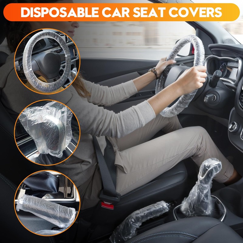 DGSL 330 PCS Disposable Car Seat Covers, Clear Plastic Vehicle