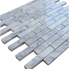 1x4 Polished Subway Pattern White Carrara Stone Tile Mosaics for Bathroom and Kitchen Walls Kitchen Backsplashes