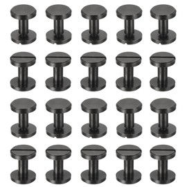 PATIKIL 50 Sets Chicago Screws, 8mm L Chicago Screw Slotted Binding Post Screw Bolts Rivets Brass Fasteners Connectors for Leather Belt Scrapbook Photo Albums, Matte Black