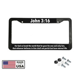 Unbranded Black License Plate Frame John 3:16 Jesus Loves You Auto Accessory Christian NEW