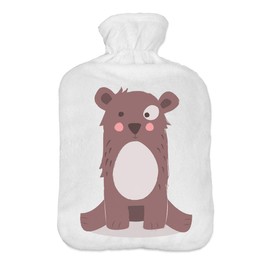 Hot Water Bottle with Pullover Cover 2 Litre Bed Bottle with Beautiful Fleece Print Cover Rubber Hot Water Bottle with Lid Bear 2 [092]