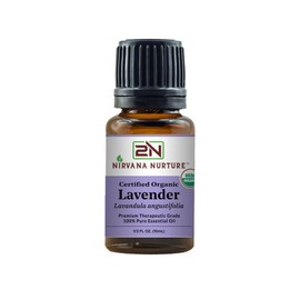 Nirvana Nurture Lavender Essential Oil USDA Certified Organic 100% Pure Premium Therapeutic Grade, Undiluted - Aromatherapy Diffuser for Calm and Relaxation, Skin Care, Hair Care
