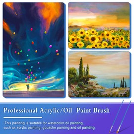 80 Piece Paint Brush Set, Nylon Acrylic with 60 Pieces Flat Brushes, 20 Pieces Pointed Watercolour Brush Set, Brush Painting Set for Watercolour Oil, Acrylic Paints, Miniatures, Nails, Model Making,