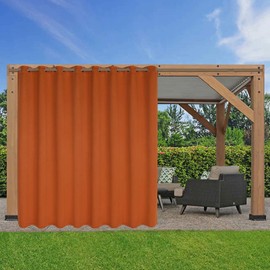 LORDTEX Waterproof Indoor/Outdoor Curtains for Patio - Thermal Insulated, Sun Blocking Blackout Curtains for Bedroom, Porch, Living Room, Pergola, Cabana, 105 x 84 inch, Mecca Orange, Set of 2 Panels