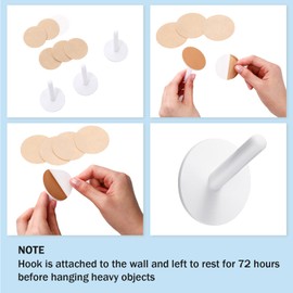 Queekay 6 Pieces Wall Mounted Hat Hooks Acrylic Coat Hooks Hat Rack Robe Hook Adhesive Hooks for Bathroom Kitchen Hat Clothes Towels and More, 9 lb Max (White)