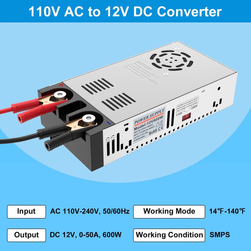 IMAYCC AC to DC Converter - 110V to 12V Power