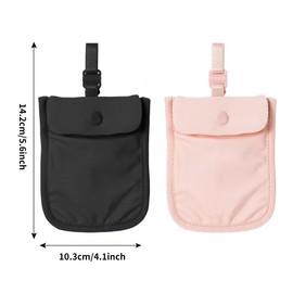 Xiciki 2 Pcs Bra Wallet Money Belt for Travel Women, Undercover Hidden Bra Wallet Secret Stash Pocket with Adjustable Elastic Strap for Credit Cards, Money, Valuables (Black, Pink)