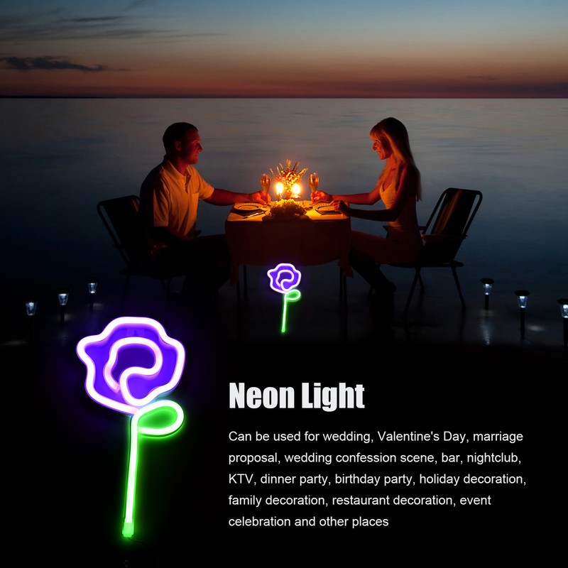 Neon Lights Rose Flower Style Valentine's Day Proposal Wedding Confession