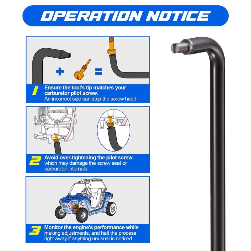 Toolwiz Pilot Screw Adjustment Tool with 110° Angled Head, 16.34"
