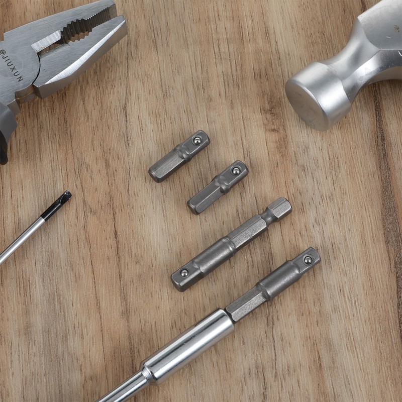 4PCS 1/4 Hex to 1/4" Impact Socket Adapter Set, Square