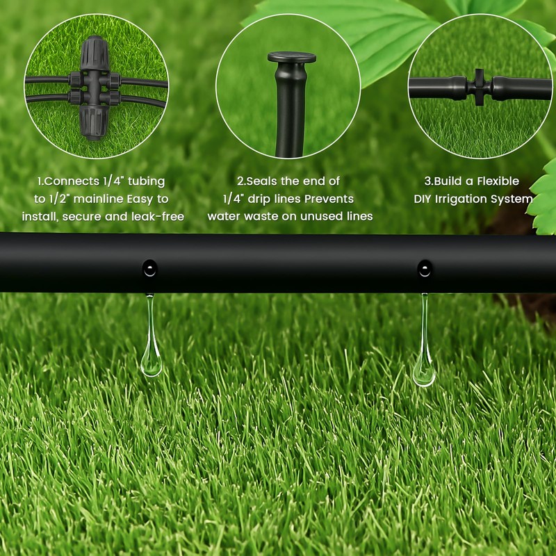 MIXC 1/4" Irrigation Dripline Tubing (100 Ft Roll) with 6"