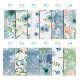 24 Sheets Scrapbook Paper Retro Blue Rose Pattern, 12 Designs Double-Sided Blue Rose Decorative Paper Scrapbook Craft Paper for Scrapbooking DIY Decorative Background Cardmaking Supplies Craft Paper