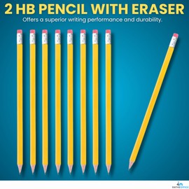 1InTheOffice Pre Sharpened Pencils #2, Pencils with Eraser, 2 HB, Wood-Cased, Black Lead, Yellow Barrel, 288 Pack