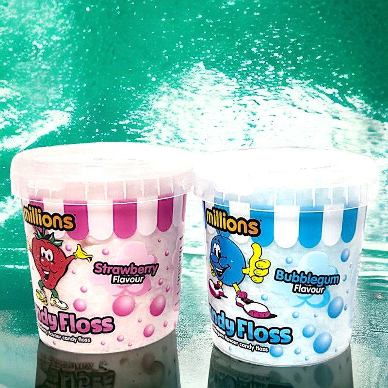 Millions Candy Floss Bulk Bundle, Strawberry & Bubblegum Flavors, 2