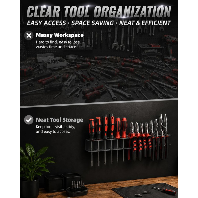 loyerfor Screwdriver Plier Organizer Wall Mount,Metal Utility Metal Tool Holder