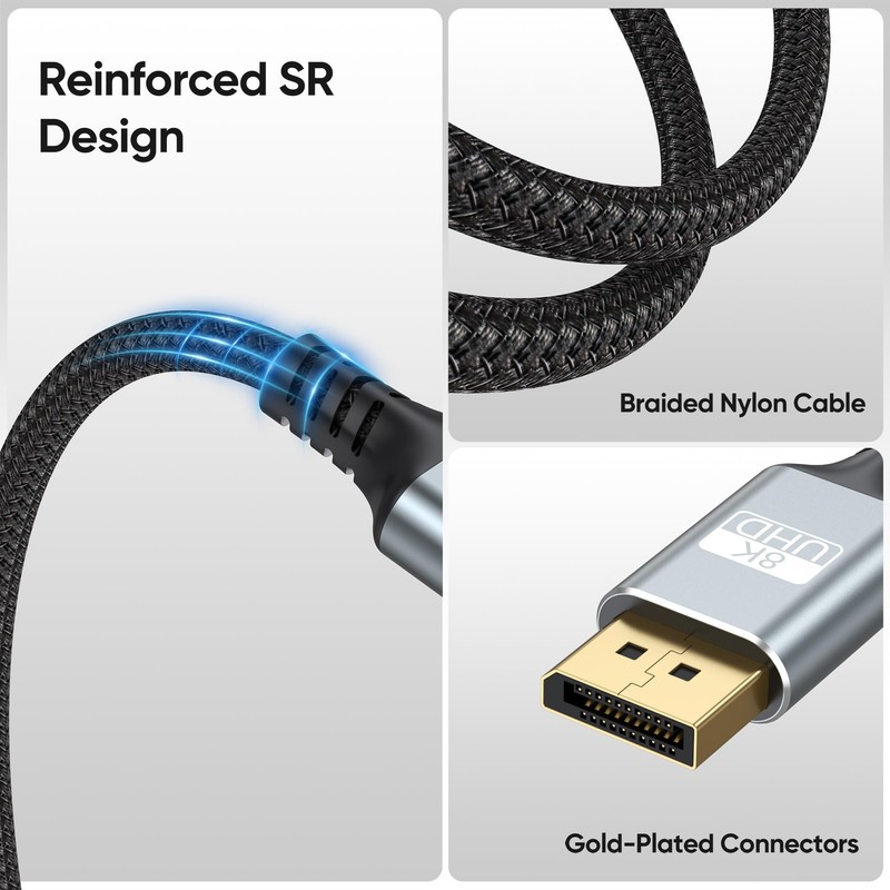 MOSIMLI DisplayPort Cables 1.4 6FT 10-Pack, 32.4Gbps DP Cable, 8K@60Hz/4K@120Hz/2K@240Hz,