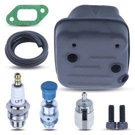 Adefol Chainsaw Exhaust Muffler and Gasket 8pcs Kit for Husqvarna 357 359 357XP with Muffler Bolt, Spark Plug, Decompression Valve, Fuel Filter, Fuel Line Replacement Parts for 503917601 Accessories