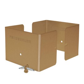 Fence Armor Galvanized Steel Post Guard | 1 Pair 3.5” x 3.5” x 3” (Clay) | Protection Against String Trimmer & Lawn Maintenance Equipment Damage | Includes 4 USA Matching Screws