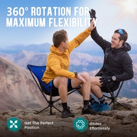 TCEK 2024 Swivel Portable Chair - Small Compact Collapsible Folding Chairs for Adults, Setup in 8 Seconds, Lightweight Outdoor Backpack Chair for Camping, Travel, Hiking, Beach, Support 300 LBS