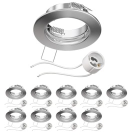 ledscom.de 10 Pieces Ceiling recessed Frame Fere recessed Frame Chrome matt (LED/Halogen/GU10/MR16/PAR16/50mm) incl. GU10 Socket