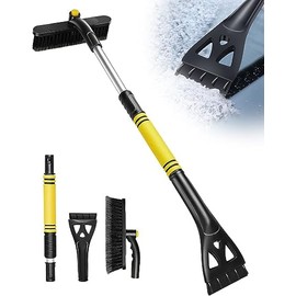 Rantizon 3 in 1 Extendable Ice Scraper 2023 New Version 360° Pivoting 32" Detachable Scratch-Free Snow Removal Tool Sturdy Snow Brush with Ergonomic Foam Grip Snow Scraper for Car SUV