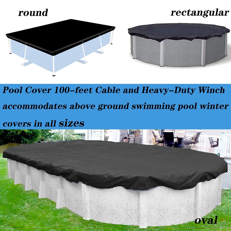 Pool Cover Cable and Winch Kit - 100 Feet Pool