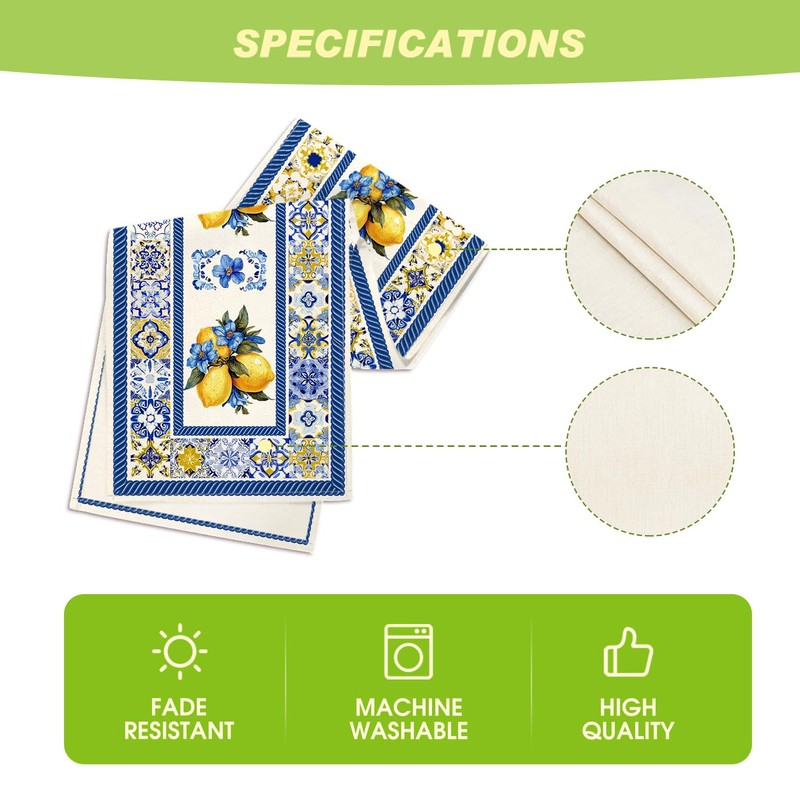 Artoid Mode Lemon Flowers Blue and White Porcelain 210 GSM