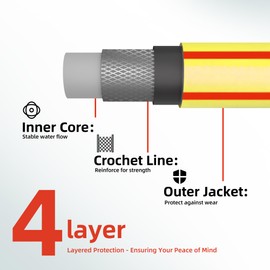 Solution4Patio Yellow Garden Hose 3/4 in. x 50 ft. -Heavy Duty Durable Flexible Lightweight Water Pipe-Brass Aluminum Ends for Household & Commercial Use -Kink Free, No Leaking, Male/Female Fittings