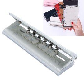 6 Hole Punch for Binder, 6 Sheet Capacity, 7mm Depth Spacing Adjustable Hole Puncher, Paper Punch for A3 A4 A5 B3 B4 B5 Office Supplies