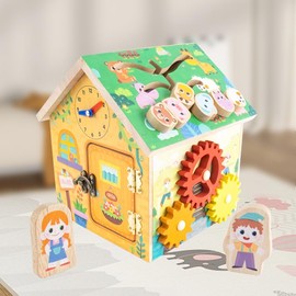 Miollnir Farm Busy House Activity Cube – Multifunctional Educational Toy with Gears, Xylophone, Shape Matching, Clock, Abacus, Number Learning & Animal Matching