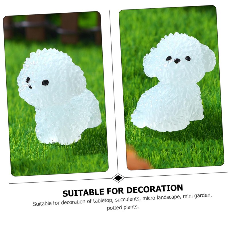 KOMBIUDA 12pcs Tiny Luminous Dogs White Dog Figures Dog Resin