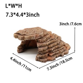 Gecko Hide Shale Scape Step Ledge, Reptile Cave Hideout Tank Accessories Decorations, Great for Reptiles, Amphibians, Leopard Gecko, Lizard, Frogs, Turtle (Small-7.3 * 4.4 * 3)