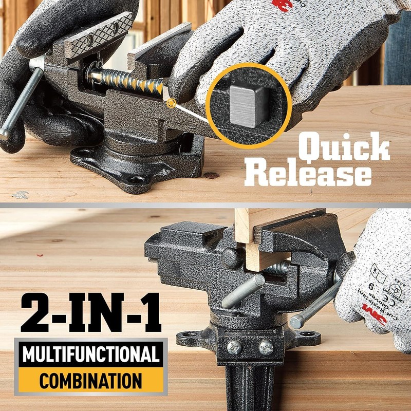 STEINBRÜCKE 3.3"Movable Home Vice Dual-Purpose Combined 360°Swivel Base Work For