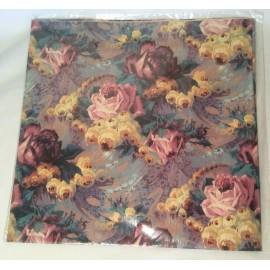 NOS 1980's Vintage Floral Watercolor Roses  Gift Wrap Paper