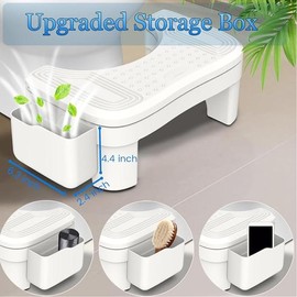 Toilet Stool Squat Adult, Height Adjustable Poop Stool for Bathroom with Storage Box, Portable Non-Slip Potty Step Stool for Adults