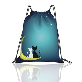 FURONGA Cute Cat Knapsack with Japanese Patterns, Gymsack, Rucksack, Sports Bag, Pool Bag, Backpack, Gymnastics Clothes, Large Capacity, Convenient Storage, Lightweight, Club Activities, Gym,