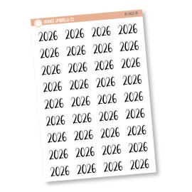 2026 Year Stickers Planner Stickers | Mini Year | F2 Black | B-062-B