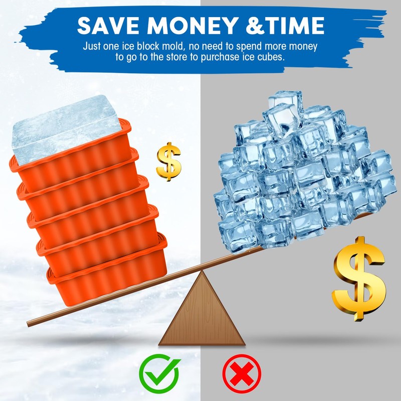 Haldane 5PC Extra Large Ice Block Mold 15LB Ice Cube