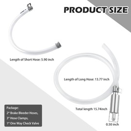 Brake Bleeder Hose,Flexible Brake Bleeder Kit with One Way Check Valve & Hose Clamps,Universal Brakes Fluid Bleeders Kit Car Accessories for Brakes Fluid Replacement