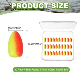YELARXI Fishing Foam Floats, Snell Fishing Rig Floats Strike Indicators with Clear Tackle Box, 0.4" D x 0.6" H Fit for Perch Carp Bass Fishing Cork Saltwater Freshwater (30 Pack, Red/Yellow)