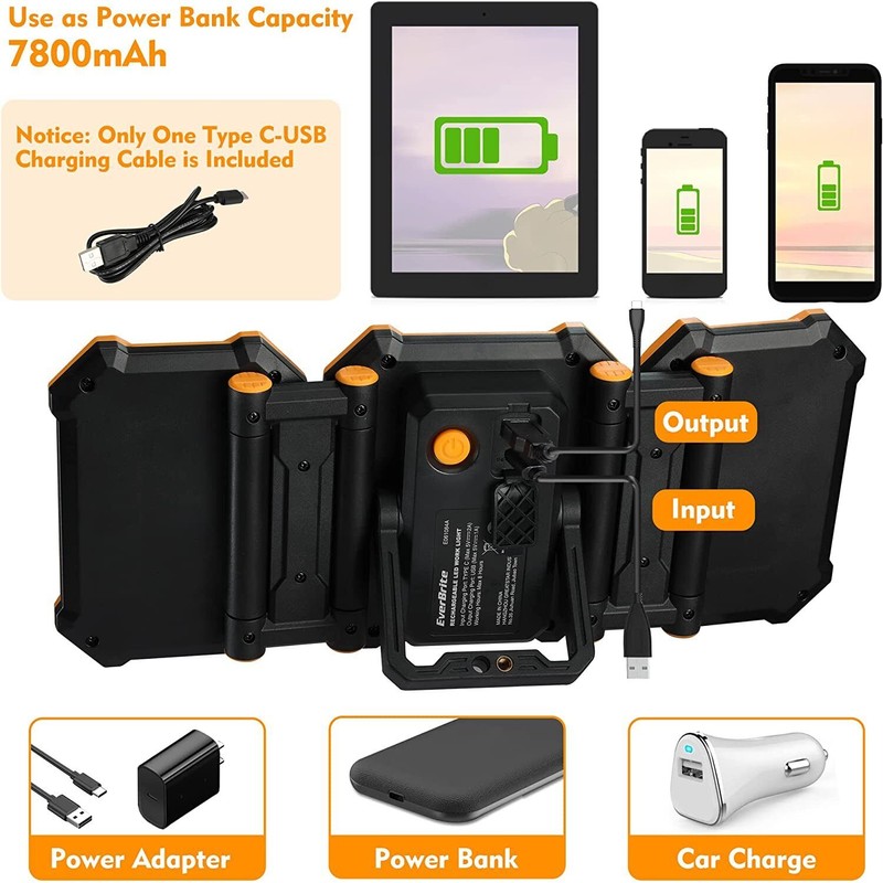 Everbrite 3000LM Rechargeable LED Work Light 7800mAh 3 Lighting Mode
