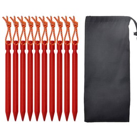 TopHomer 10 PCS Tent Pegs, Aluminum Alloy Heavy Duty Y-Shaped Tent Pegs Camping Tent Stake Nail Lightweight Sand Pegs for Camping, Outdoor, Beach, Hiking (Red)
