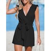 CUPSHE Women's Jumpsuit V-Neck Sleeveless Romper with Belt Smocked Straps