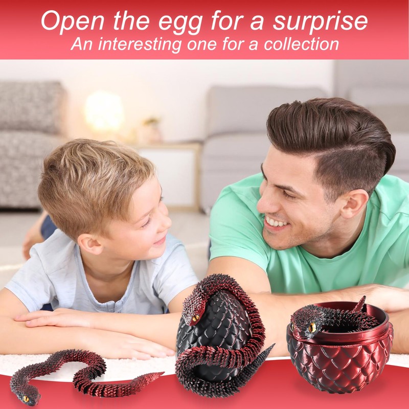 Joycabin 3D Printed Snake Toy, Easter 3D Printed Dragon Egg